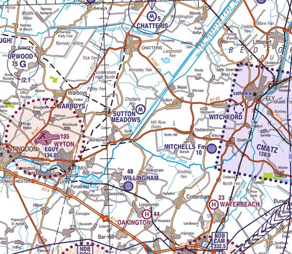 1:250000 CAA chart of Sutton Meadows